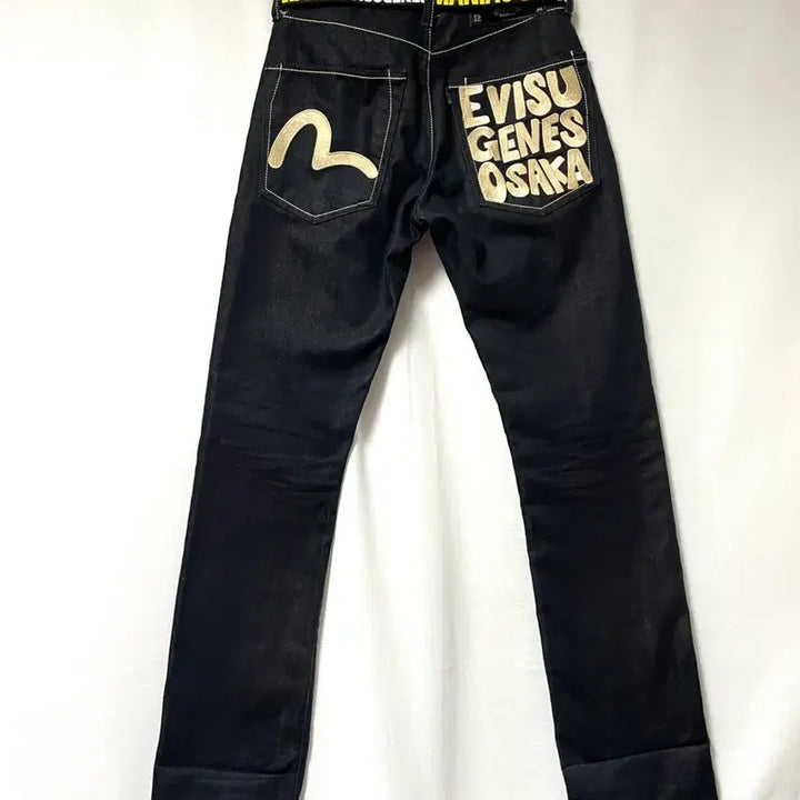 [SOLD OUT] Evisu 에비수 오사카 여성 슬림핏 생지 흑청 데님팬츠 26