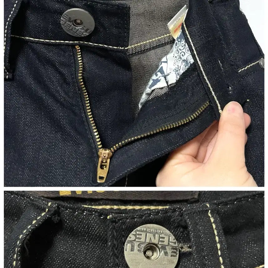 [SOLD OUT] Evisu 에비수 오사카 여성 슬림핏 생지 흑청 데님팬츠 26