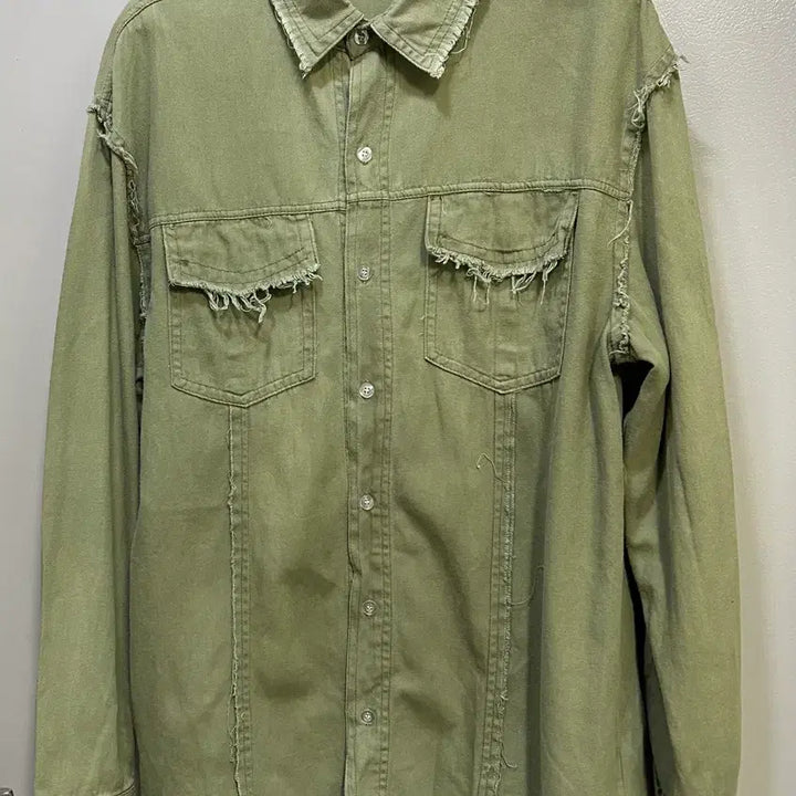 [BUNJANG] Vintage Washed Denim Shirt - Green / 빈티지 워싱 데님 셔츠 그린