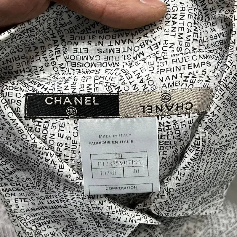 [BUNJANG] Chanel Lettering Half Sleeve Shirt / 샤넬 레터링 하프 슬리브 셔츠 +명품감정서 y16324