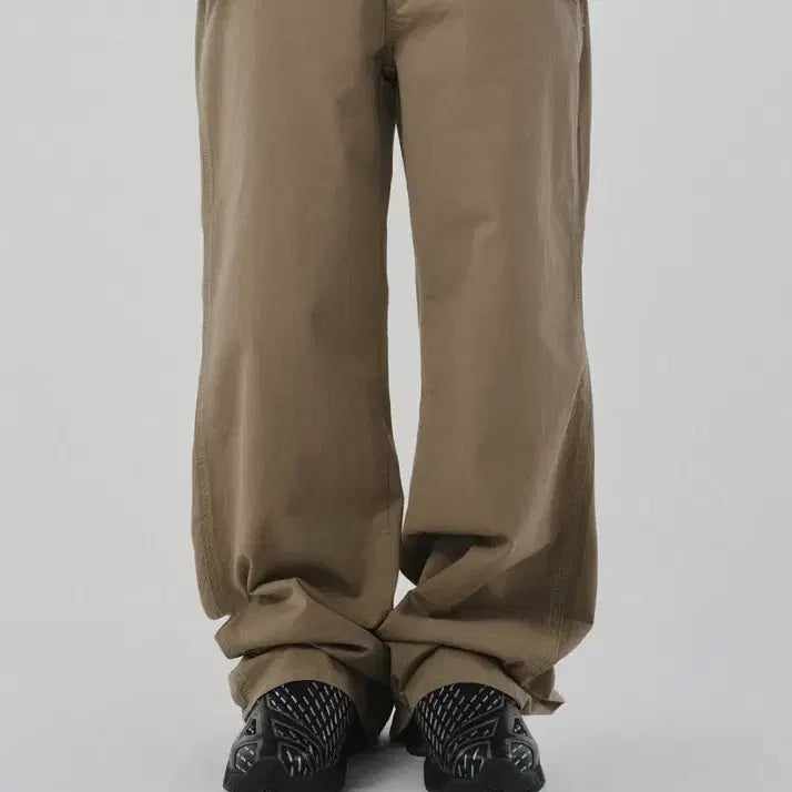 [BUNJANG] Kee Myung Suade Semi Wide Pants (Beige, M) / 기명 콜라보 Suade 세미 와이드 팬츠 (베이지 M)