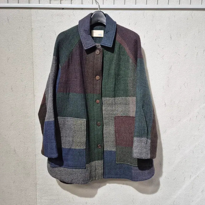 [SOLD OUT] 이새 컬러 블록 체크 울 자켓