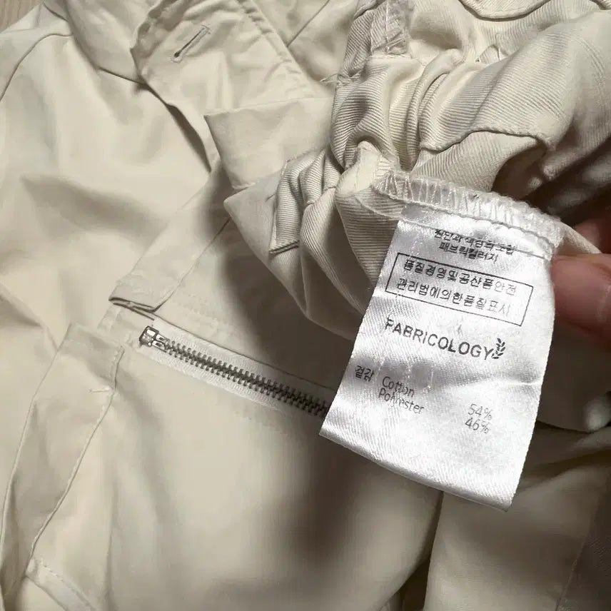 [BUNJANG] Fabric College Big Pocket Field Jacket Ivory Short Trench Coat / 패브릭컬리지 빅포켓 필드 자켓 아이보리 바스락숏트렌치점퍼야상간절기봄가을