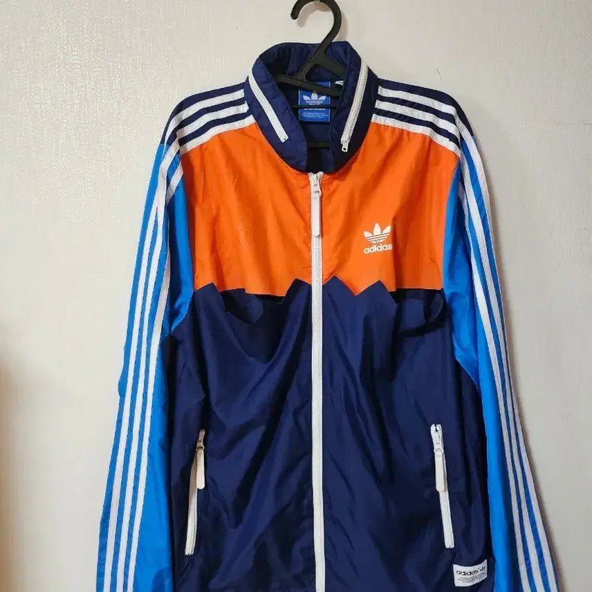 [BUNJANG] Adidas Orange/Navy Windbreaker Jacket / 아디다스 오렌지/네이비 바람막이 자켓 100