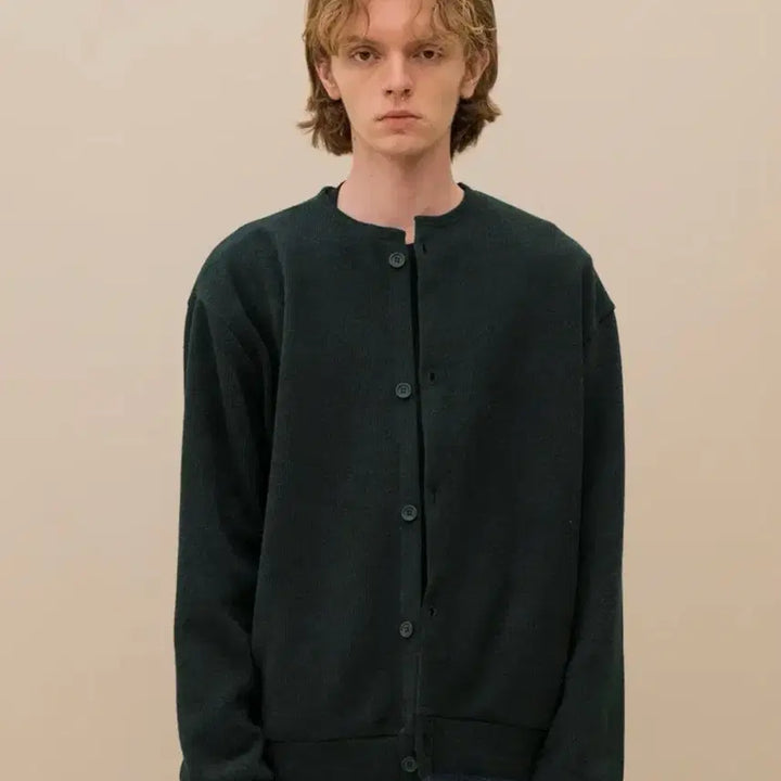 [BUNJANG] Signature Round Knit Cardigan Green M / 시그니처 라운드 니트 가디건 그린 M
