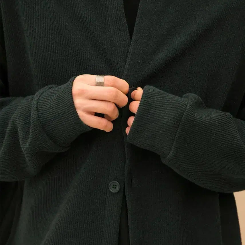 [BUNJANG] Signature Round Knit Cardigan Green M / 시그니처 라운드 니트 가디건 그린 M