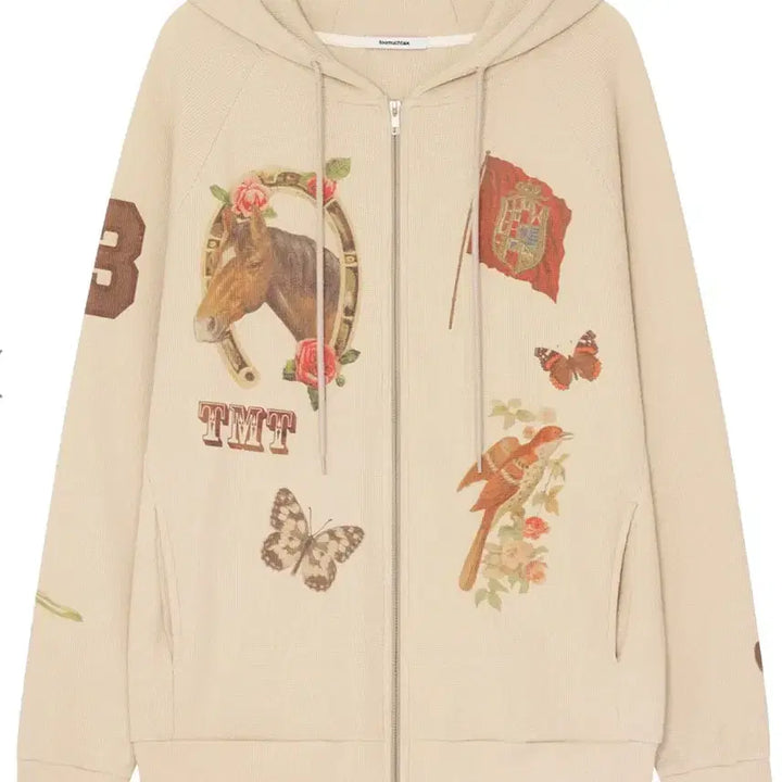 [SOLD OUT] 투머치택스 WESTERN WAFFLE ZIP-UP HOODIE (BEIG
