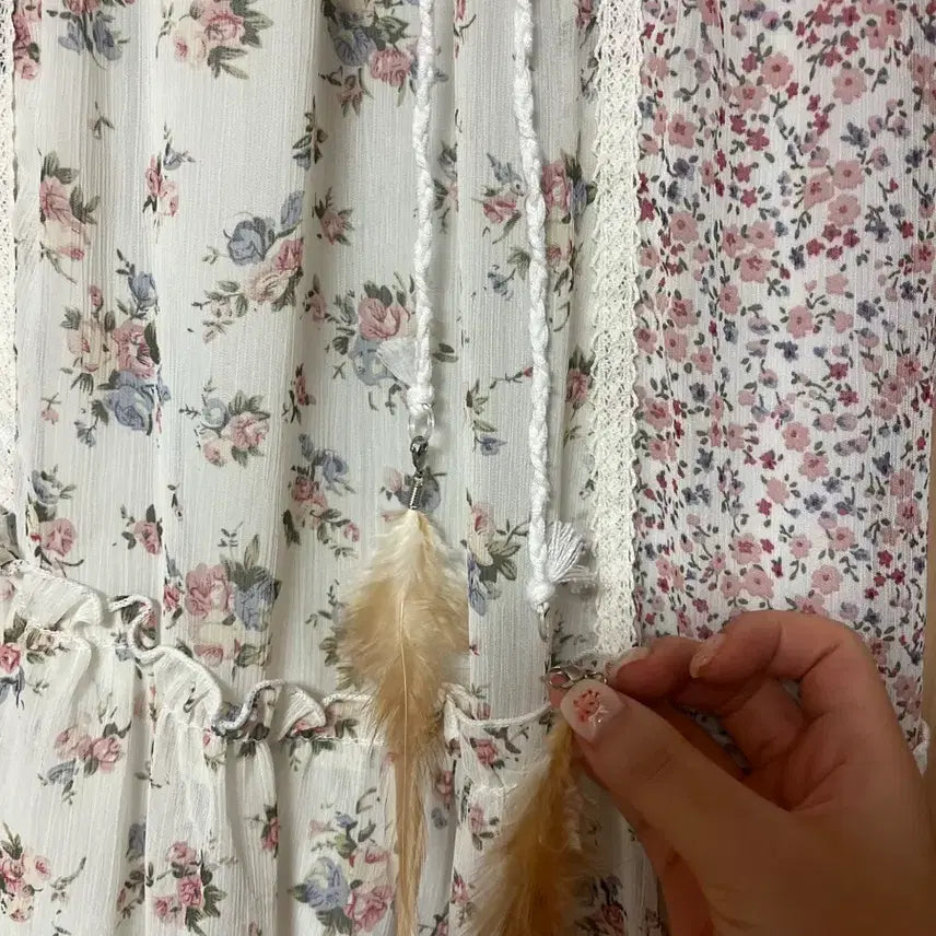 [BUNJANG] Vintage Feather Embellished Long Dress / 일본 빈티지 깃털 원피스