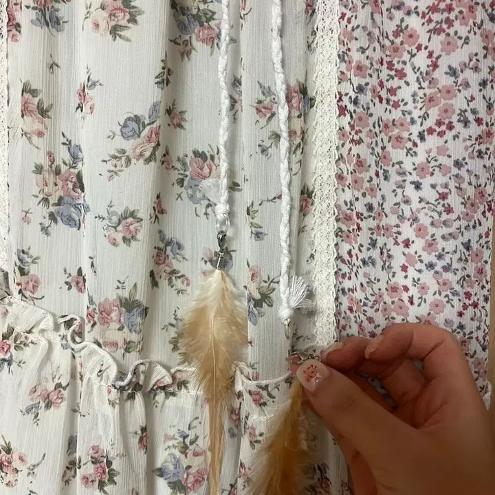 [BUNJANG] Vintage Feather Embellished Long Dress / 일본 빈티지 깃털 원피스