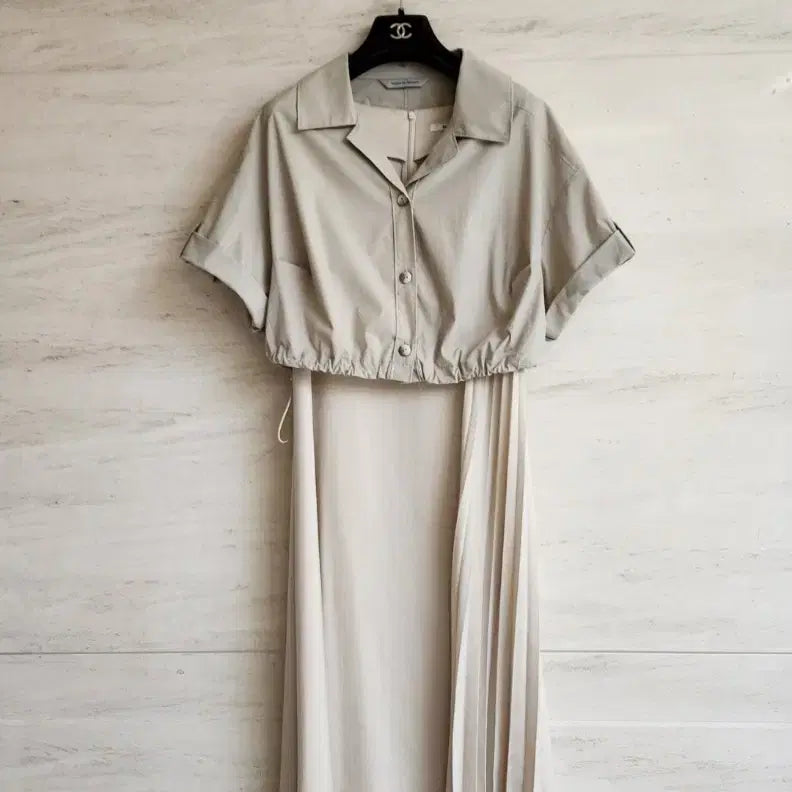 [SOLD OUT] 보브 크롭자켓+나이스클랍 슬리브리스 플리츠 원피스 프리사이즈