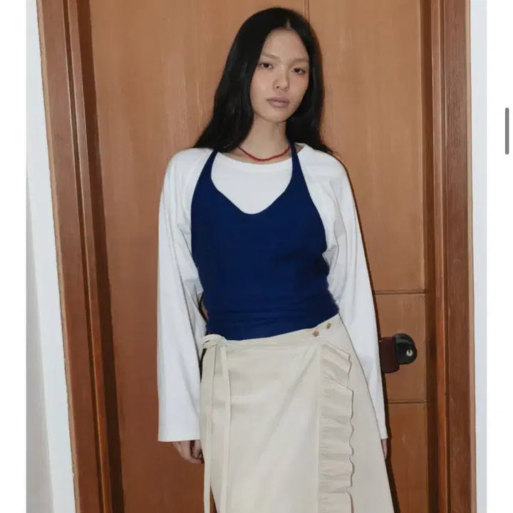 [BUNJANG] Monoha Cotton Halter Top - Navy / 모노하 코튼 홀터 탑 네이비