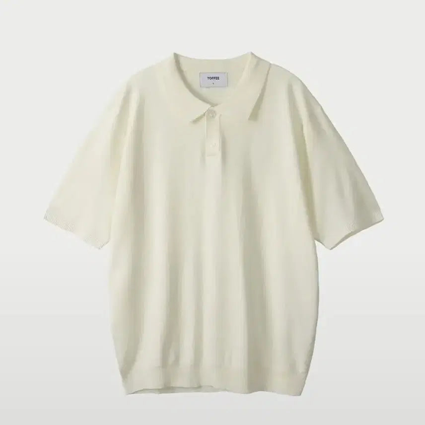 [SOLD OUT] TOFFEE 쿨 카라 하프 니트 아이보리색 반팔 니트 폴로티