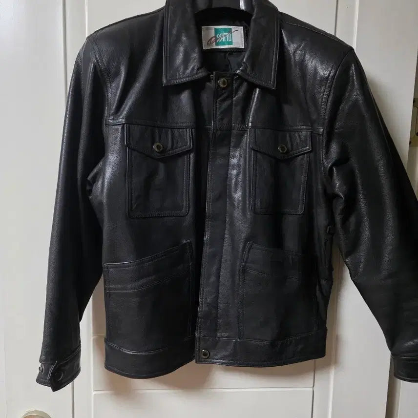 [BUNJANG] AciMiu Black Leather Trucker Jacket / 블랙 가죽 트러커 자켓
