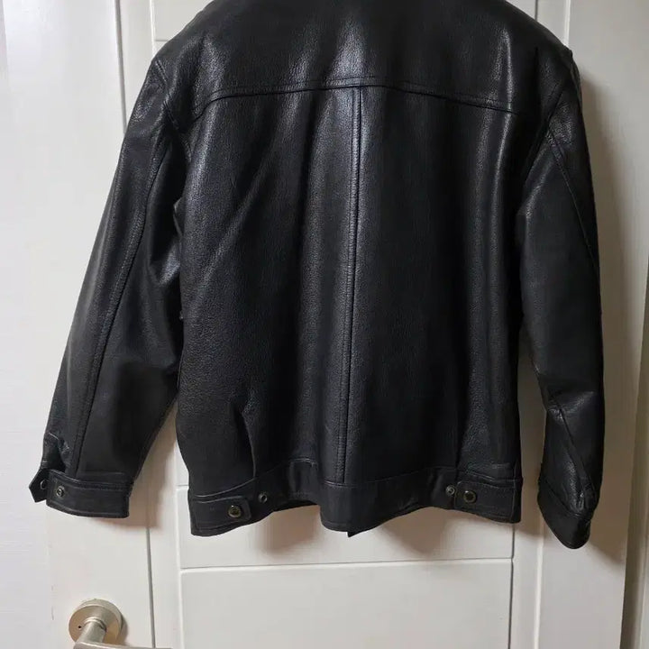 [BUNJANG] AciMiu Black Leather Trucker Jacket / 블랙 가죽 트러커 자켓