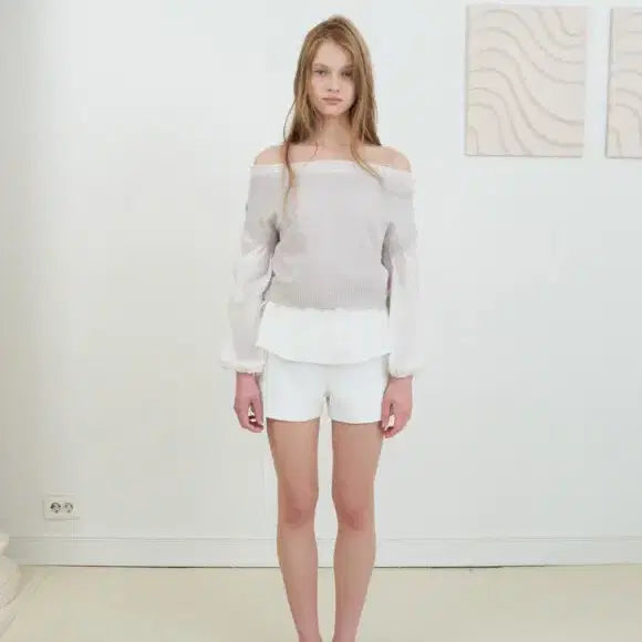 [BUNJANG] Le Vain Mohair Shirring Knit Lavender Pink / 르베인 모헤어 셔링 니트 라벤더 핑크 새상품