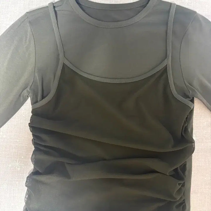 [BUNJANG] Layered Charcoal Long Sleeve Shirt / 차콜 레이어드 롱슬리브