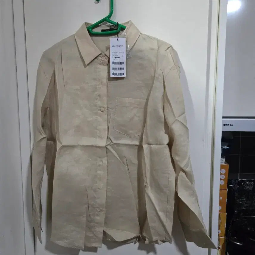 [BUNJANG] HCONNECT Beige Linen Shirt (S Size) / 새상품 HCONNECT 베이지 리넨 셔츠 S사이즈