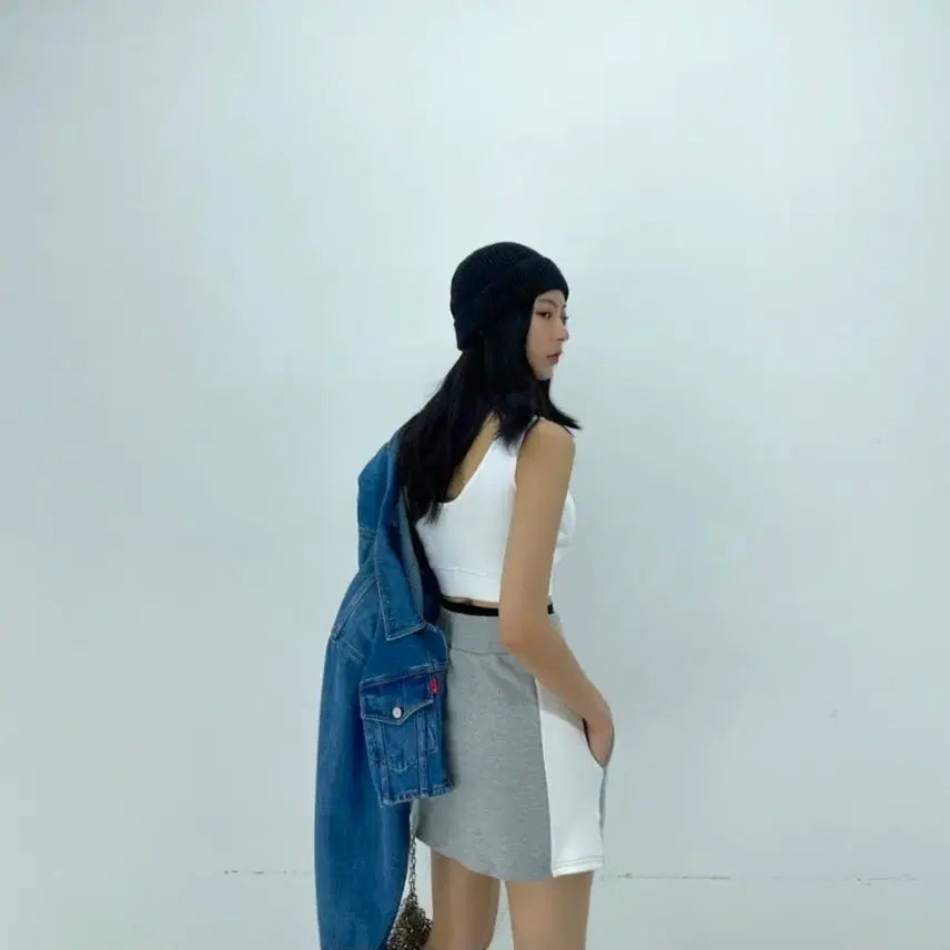 [BUNJANG] D2 B&amp;W Banding Mini Skirt / 새상품 밴딩 스커트