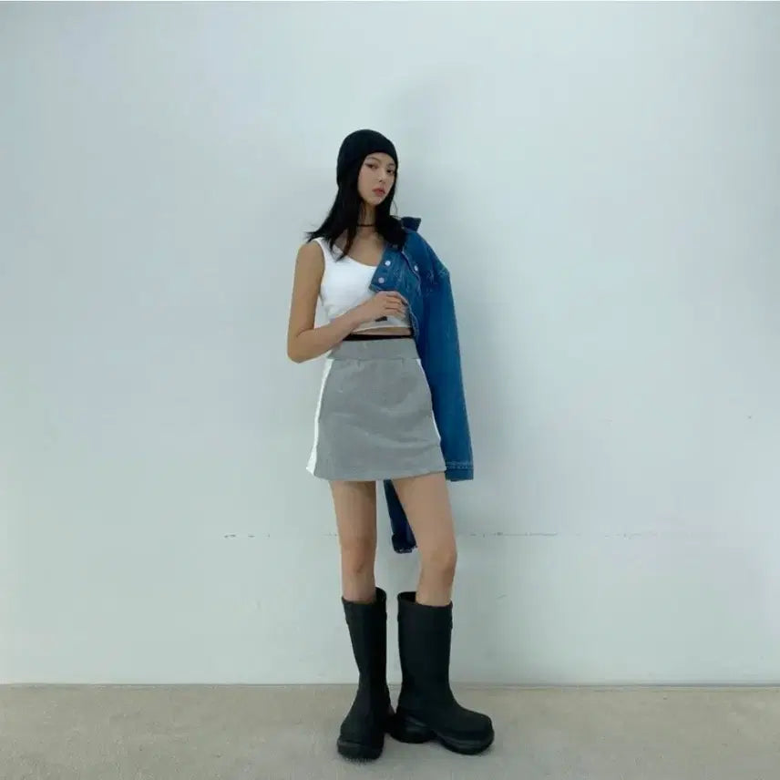 [BUNJANG] D2 B&amp;W Banding Mini Skirt / 새상품 밴딩 스커트