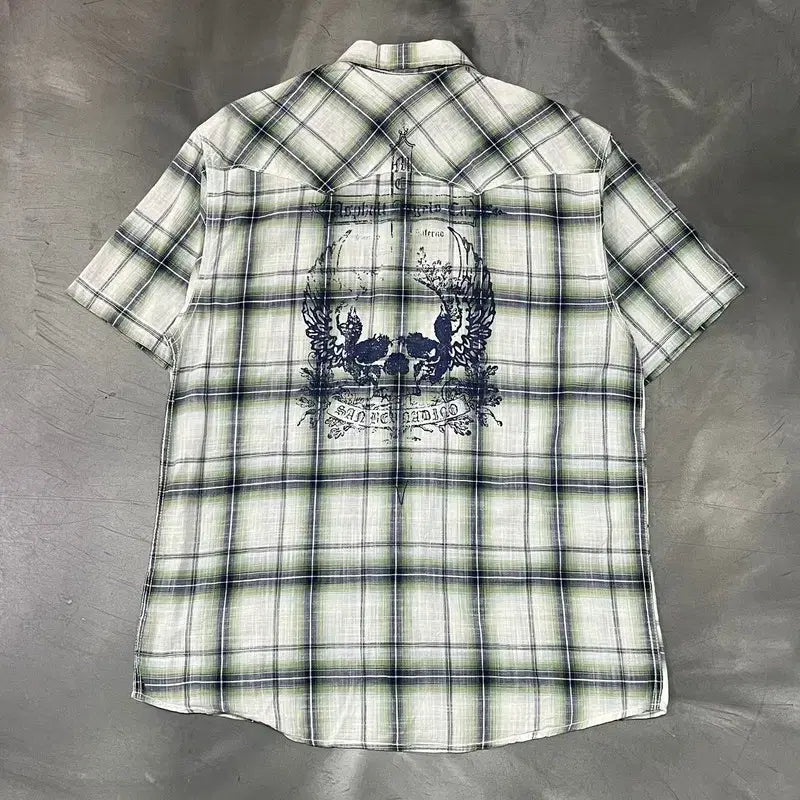 [BUNJANG] Route Sixty Six Graphic Check Half Shirt / Route sixty six 그래픽 체크 하프 셔츠 y16330