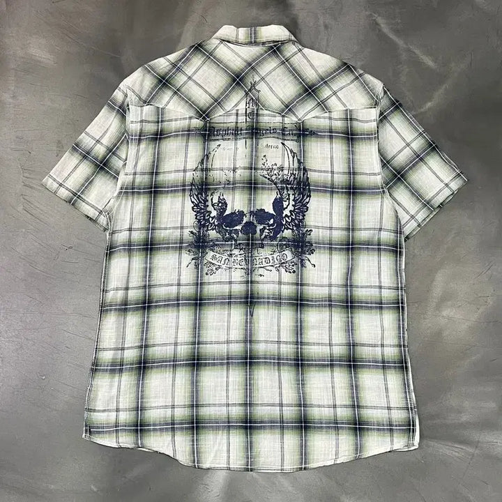 [BUNJANG] Route Sixty Six Graphic Check Half Shirt / Route sixty six 그래픽 체크 하프 셔츠 y16330