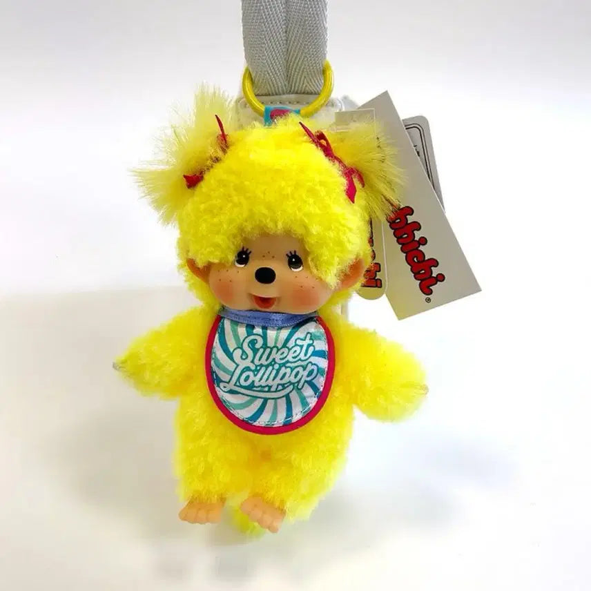 [BUNJANG] Monchhichi Sweet Lollipop Yellow Keychain Doll / 일본 정품 몬치치 스위트 롤리팝 옐로우 노랑 키링 인형