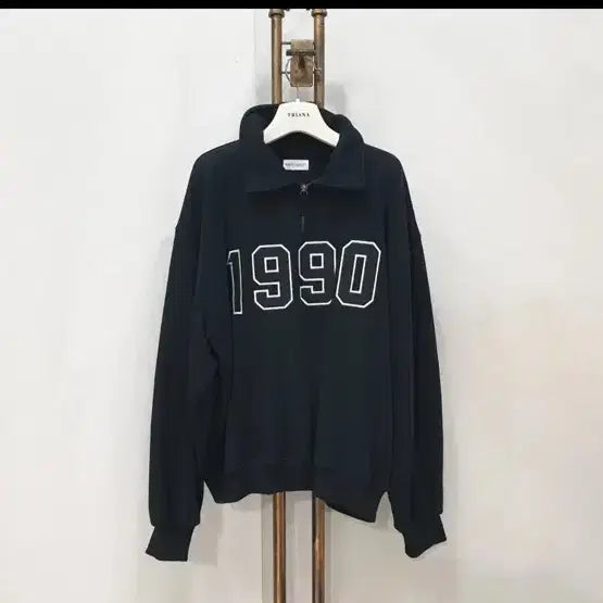 [BUNJANG] Navy County 1990 Zip-Up Sweatshirt / 네이비 카운티 유니섹스 1990 집업 맨투맨 블랙