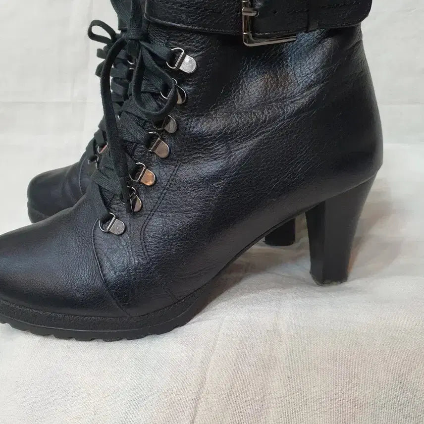 [BUNJANG] MISOPE Lace-Up Heel Boots 245mm / 블랙 레이스업 힐 부츠 미소페 245