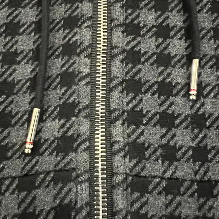 [BUNJANG] Thom Browne Check Jacquard Hooded Zip-Up (Size 3) / 톰브라운 체크 자카드 후드 집업 3