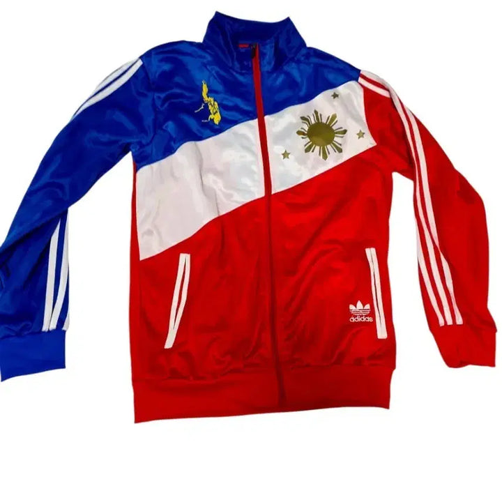 [BUNJANG] Adidas Philippines National Team Blue Red Track Top Jersey / 아디다스 필리핀 국대 블루 레드 사선 배색 트랙탑 져지 (실측90-95)