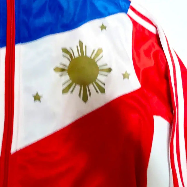 [BUNJANG] Adidas Philippines National Team Blue Red Track Top Jersey / 아디다스 필리핀 국대 블루 레드 사선 배색 트랙탑 져지 (실측90-95)