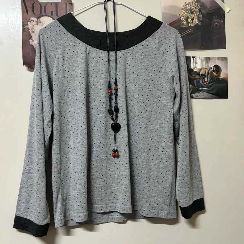 [BUNJANG] Vintage Mori Girl Dot Long Sleeve T-Shirt / 빈티지 모리걸 도트 긴팔 티셔츠