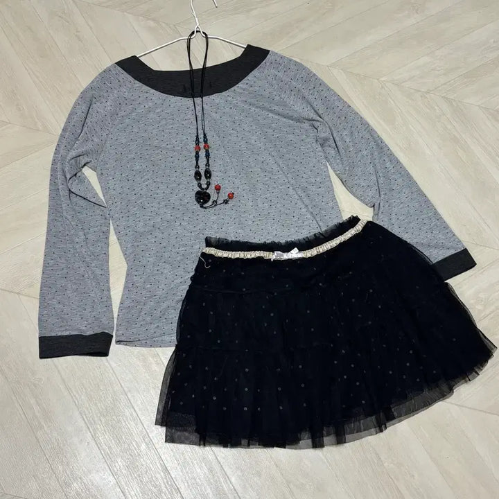[BUNJANG] Vintage Mori Girl Dot Long Sleeve T-Shirt / 빈티지 모리걸 도트 긴팔 티셔츠