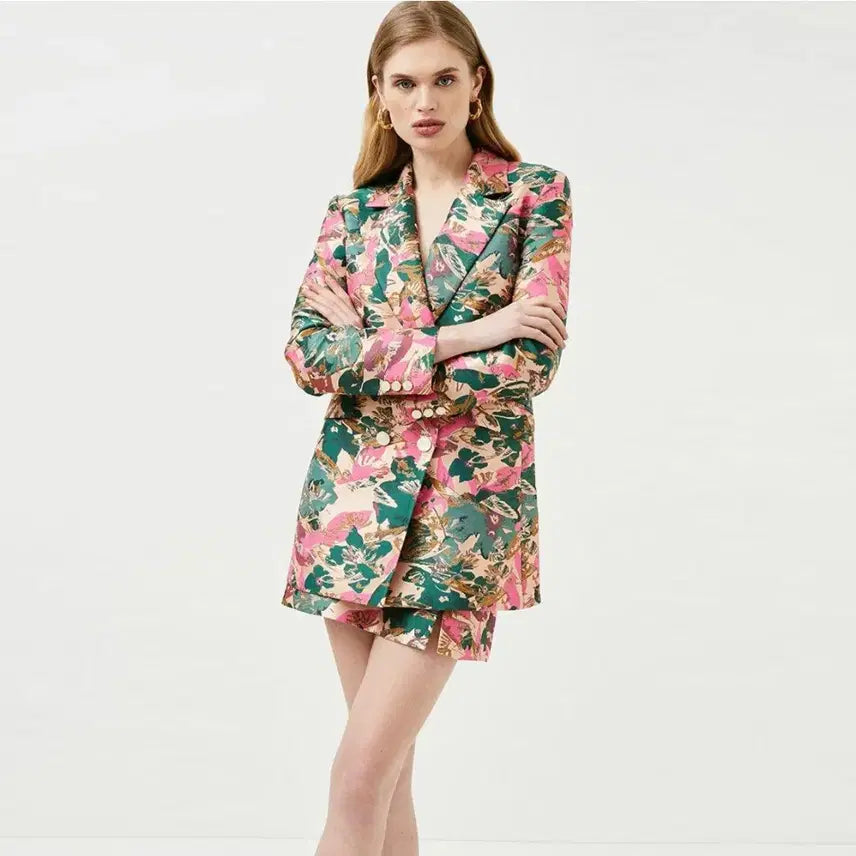 [BUNJANG] Karen Millen Floral Jacquard Tailored Jacket / 카렌밀렌(Karen Millen) 플로럴 자카드 테일러드자켓 66 새상품