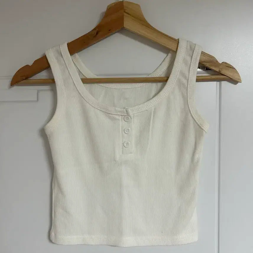 [BUNJANG] Basic Summer White Ribbed Tank Top / 베이직 썸머 화이트 나시