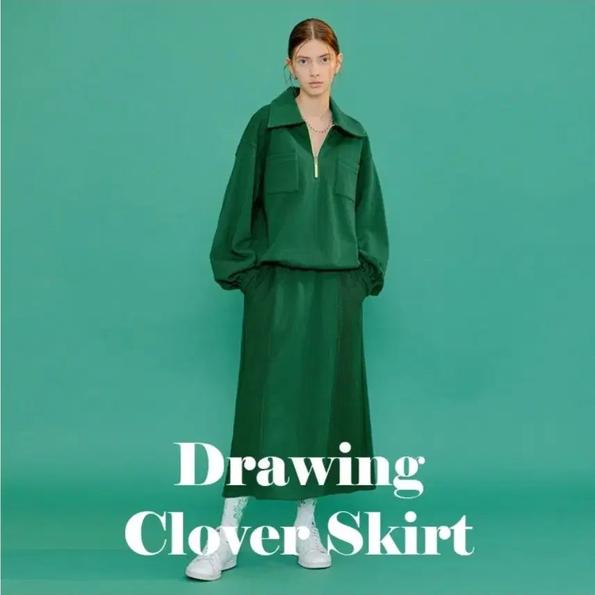 [SOLD OUT] 새상품) 제너럴아이디어 드로잉 클로버 롱 스커트 F