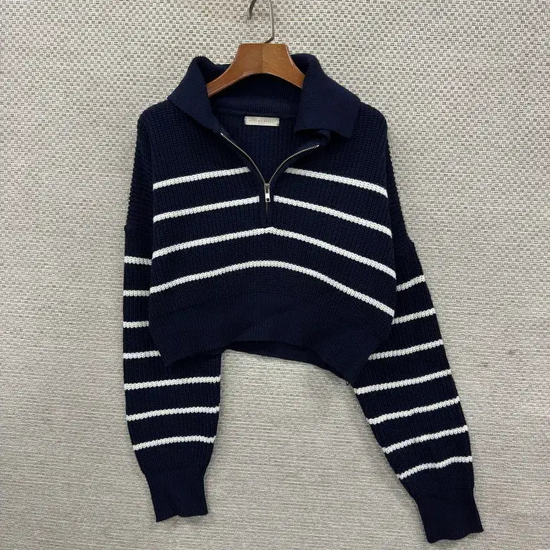 [BUNJANG] Vintage Half-Zip Crop Knit Sweater / 빈티지 반집업 크롭 니트 90 M15083