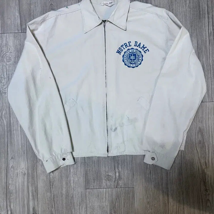 [BUNJANG] Champion Notre Dame University Vintage White Jacket / 빈티지 챔피온 노트르담 대학교 화이트 자켓