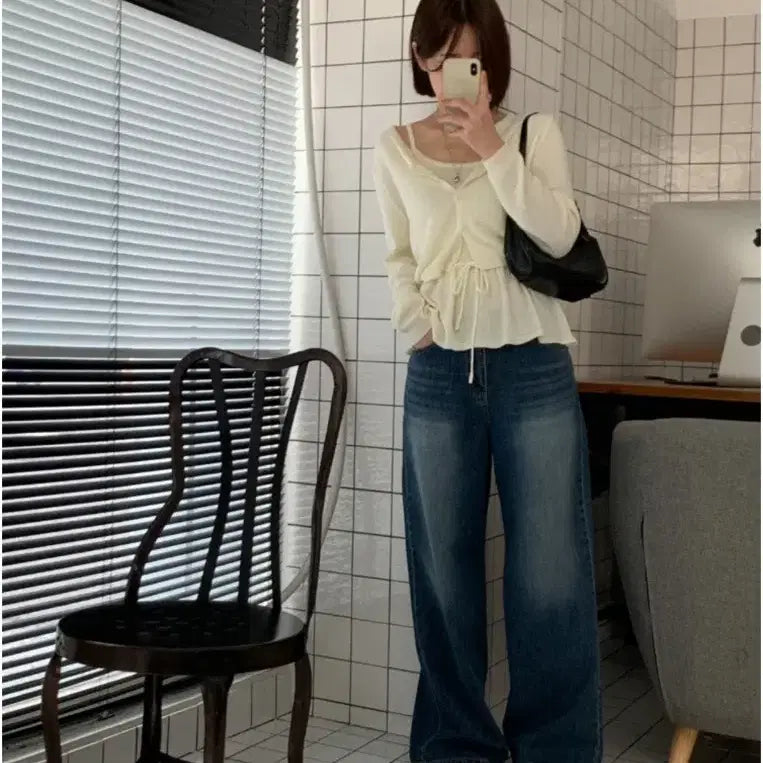 [BUNJANG] Wide Denim Pants / 진청 와이드 데님팬츠
