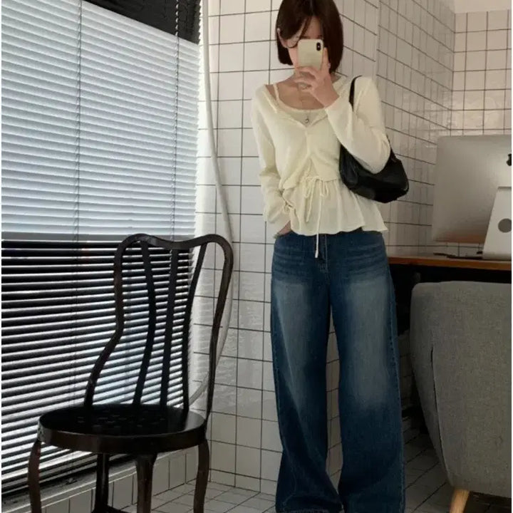 [BUNJANG] Wide Denim Pants / 진청 와이드 데님팬츠