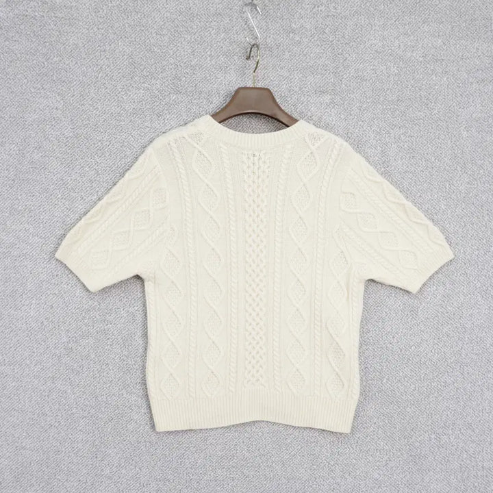 [BUNJANG] Lookast 23SS Low Cable Wool Short-Sleeve Knit Top / 룩캐스트 23SS 로우 케이블 울 반팔 니트 free