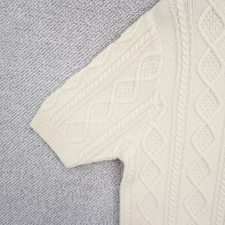 [BUNJANG] Lookast 23SS Low Cable Wool Short-Sleeve Knit Top / 룩캐스트 23SS 로우 케이블 울 반팔 니트 free