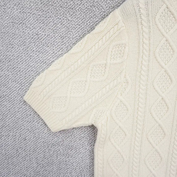 [BUNJANG] Lookast 23SS Low Cable Wool Short-Sleeve Knit Top / 룩캐스트 23SS 로우 케이블 울 반팔 니트 free