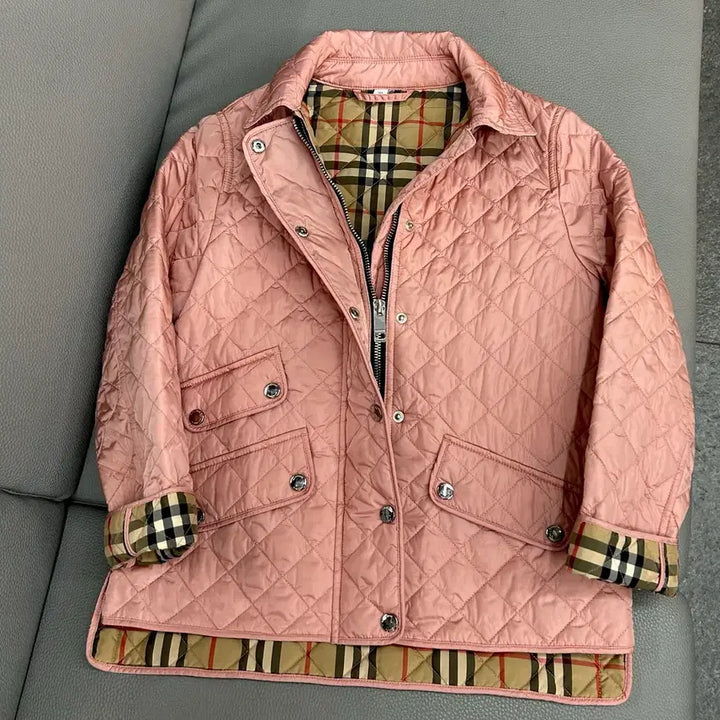 [BUNJANG] Burberry Kids Pink Quilted Coat Jacket (10 Years) / 버버리 키즈 핑크 퀼팅 코트자켓(10세)