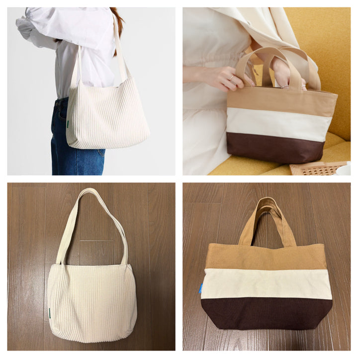 [BUNJANG] Greenstuff &amp; Brown Corduroy Eco-Friendly Tote Bag Bundle Set / (일괄) 그린스터프 골지 코듀로이 에코백 쇼퍼백 캔버스백 토트백 텀블러백