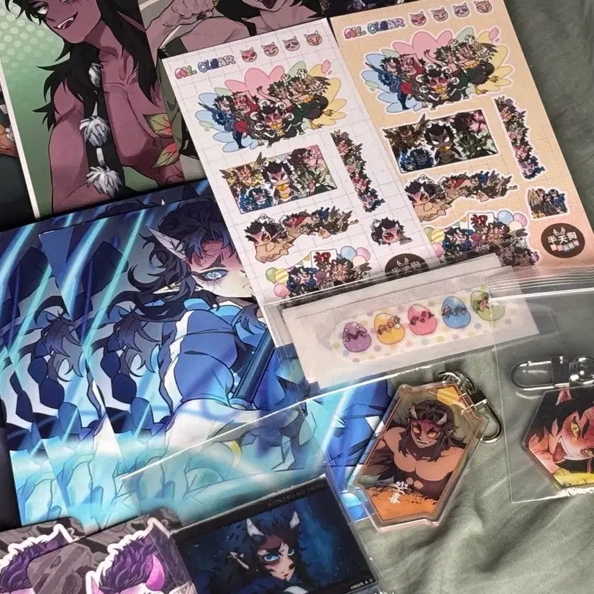 [BUNJANG] Demon Slayer Hantengu Acrylic &amp; Free Gift Bundle / 귀멸의칼날 한텐구 오락카페 전프레 아크릴 일괄