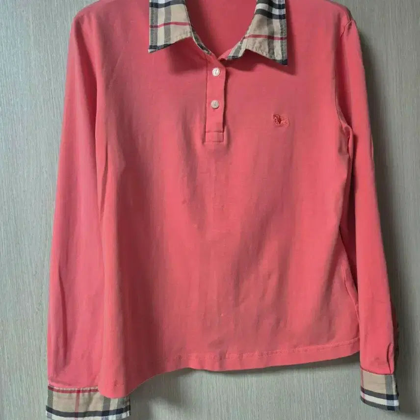 [BUNJANG] Burberry Checkered Long Sleeve Polo Shirt / (정품) 버버리 체크 카라티 긴팔 티셔츠 라지 66