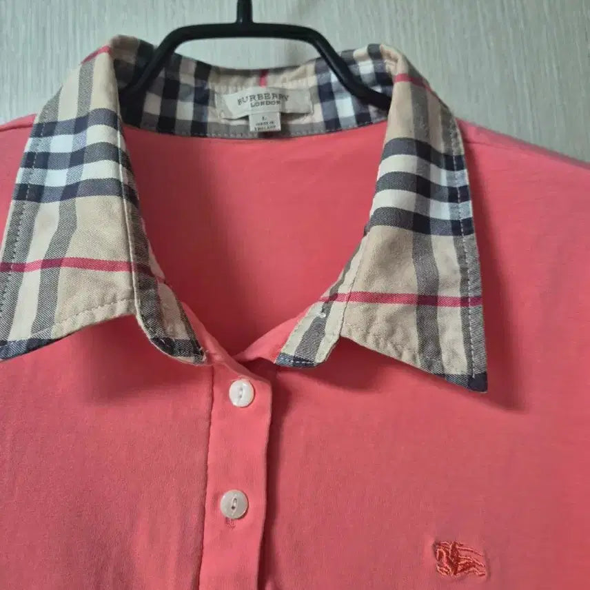 [BUNJANG] Burberry Checkered Long Sleeve Polo Shirt / (정품) 버버리 체크 카라티 긴팔 티셔츠 라지 66