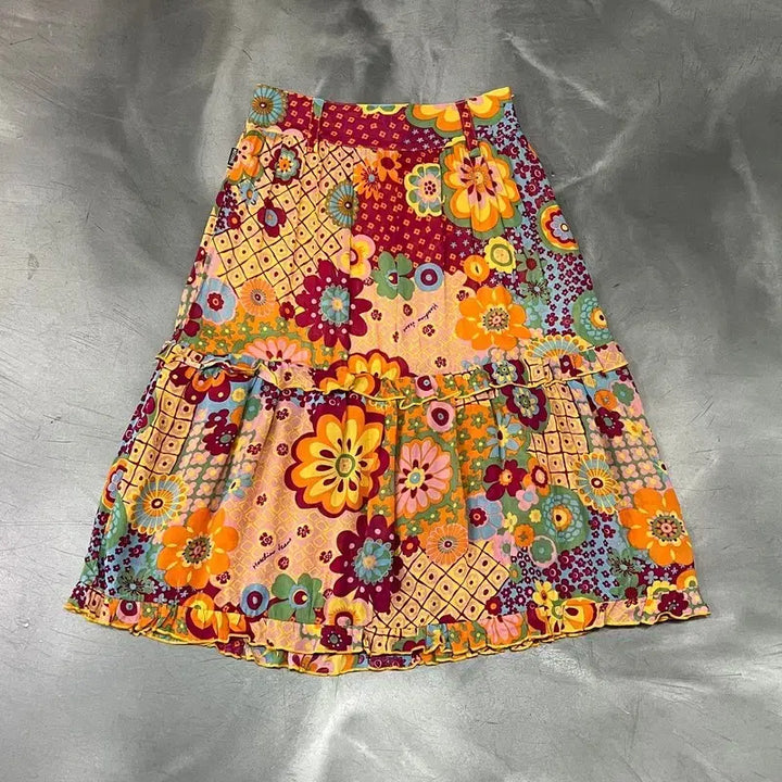 [BUNJANG] Moschino Jeans Floral Pleated Skirt / 모스키노 진스 플라워 패턴 플리츠 스커트 y16344