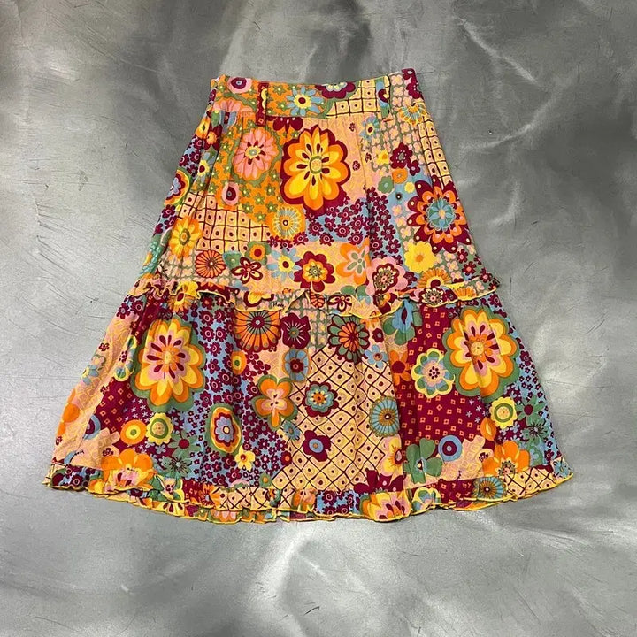 [BUNJANG] Moschino Jeans Floral Pleated Skirt / 모스키노 진스 플라워 패턴 플리츠 스커트 y16344